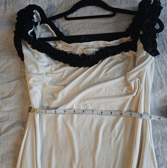 Arielle Meshki Strapless White Dress with Black Ruffle Trim - Picture 7 of 7